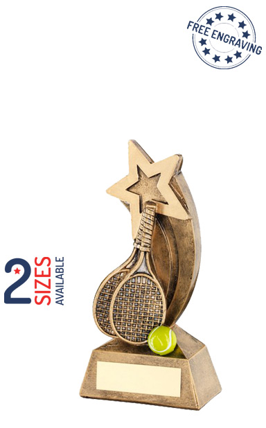 Tennis Racket with Shooting Star Resin Trophy- RF331