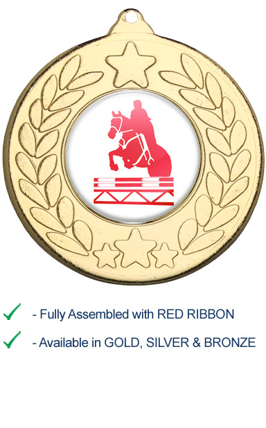 Show Jumping Medal with Red Ribbon - 9459G