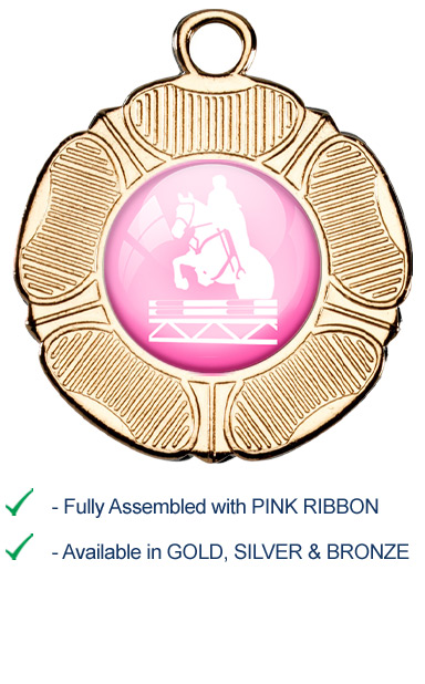 Show Jumping Medal with Pink Ribbon - M519