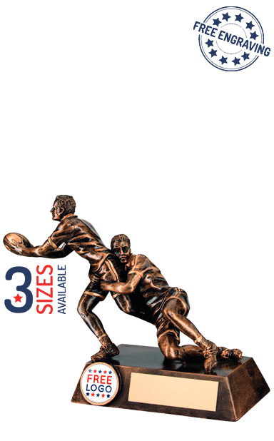 Rugby Double Tackle Resin Figure Trophy- RF122