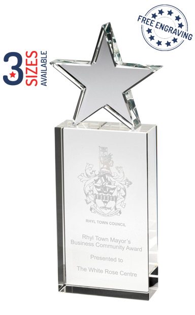 TOWER STAR GLASS AWARD - 30mm thickness - Presentation Box - JB1800