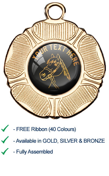 Bronze Design Your Own Equestrian Medal with Ribbon - M519