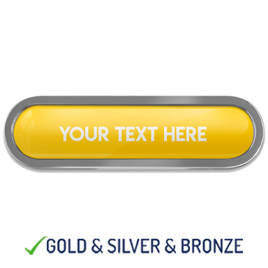 BESPOKE YOUR TEXT METAL BAR BADGE - YELLOW - 45mm