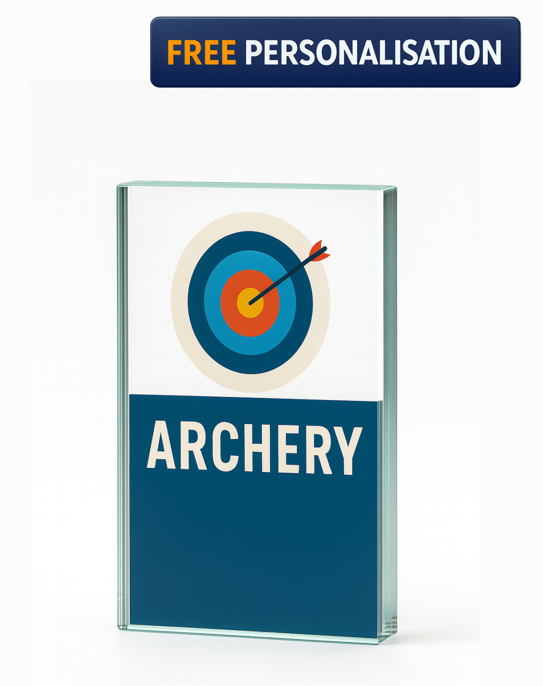 12.5cm FULL COLOUR ARCHERY GLASS AWARD - W161