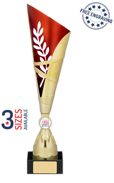 Gold & Red Plumed Trophy Cup- A1001