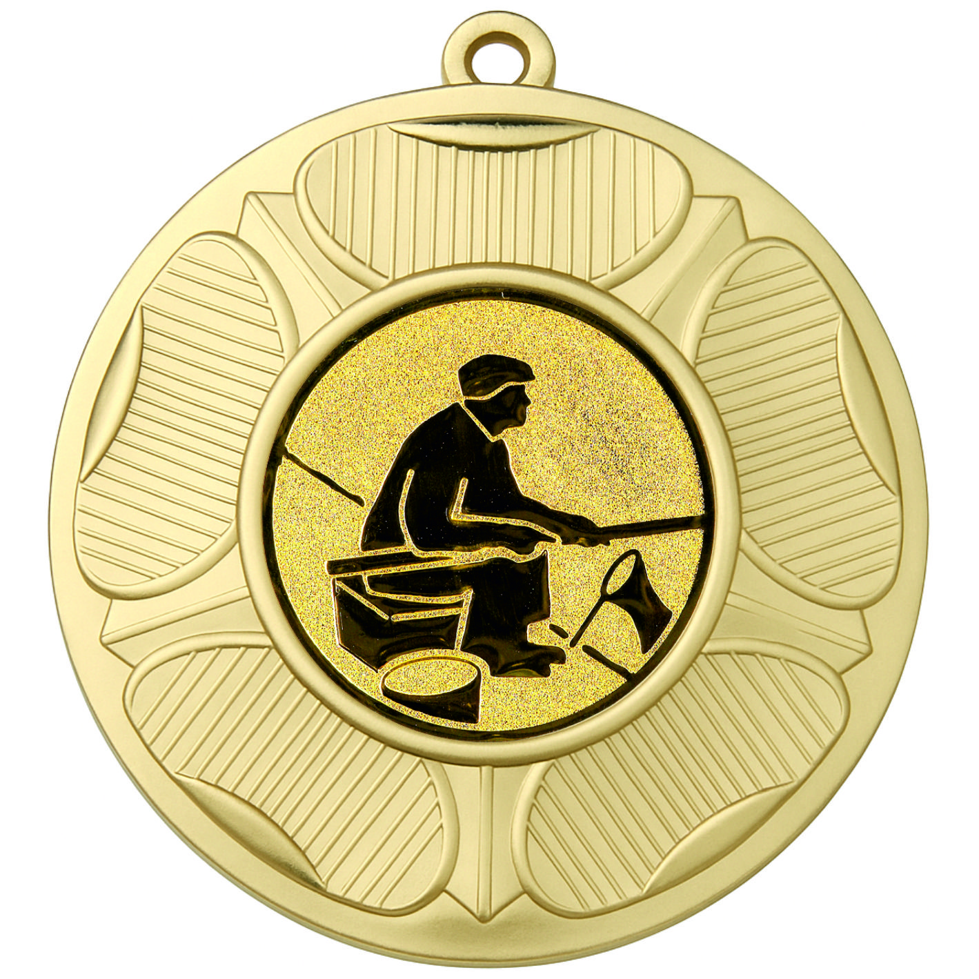 Gold Tudor Rose Fishing Medal-FREE Ribbon - BIE.M9458.01