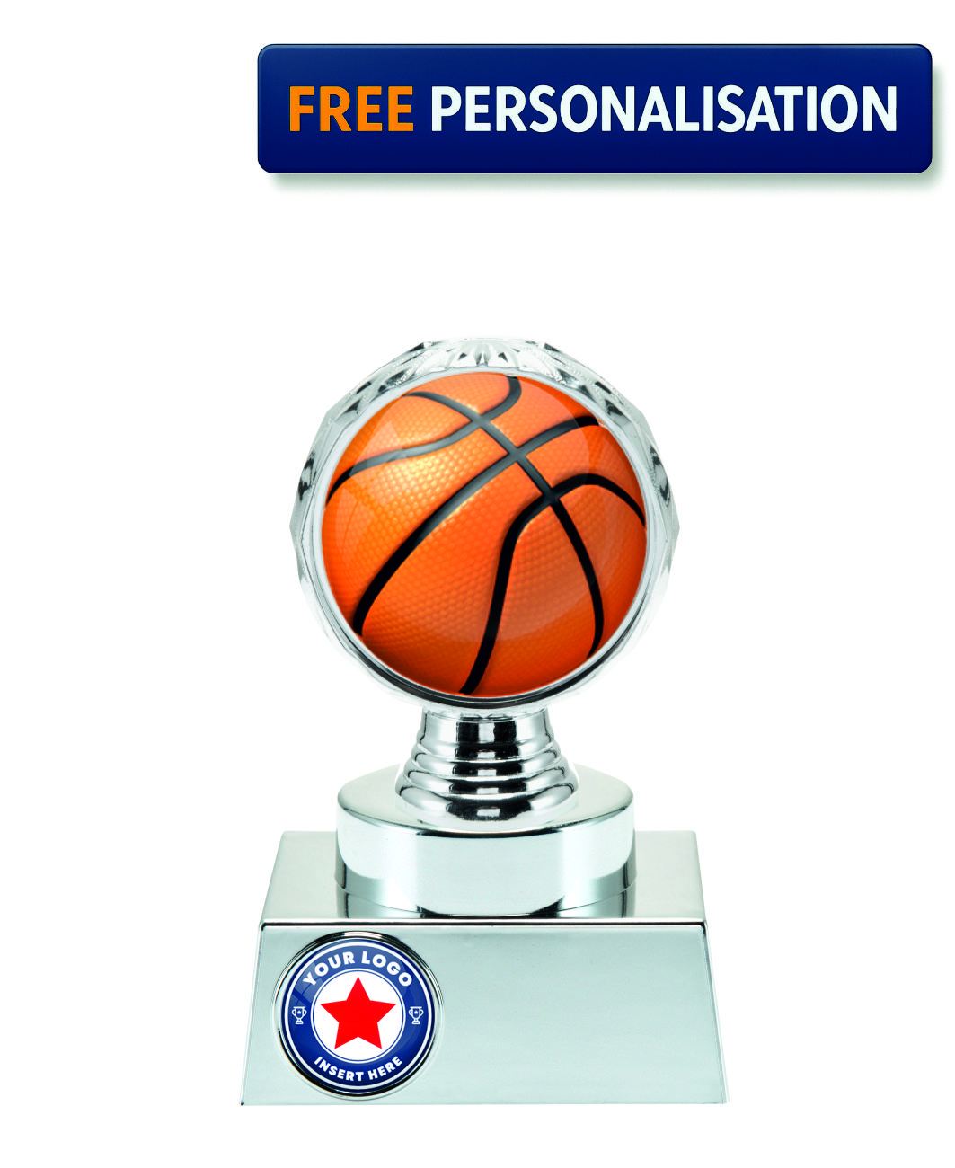 16.5cm SILVER SHINE BASKETBALL AWARD P514.02 + N33.02