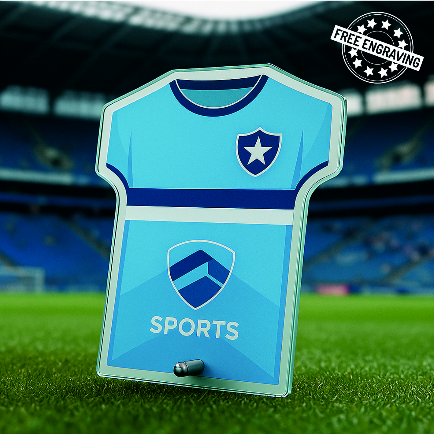 Colour Printed Kit Glass Award with metal stand - W21_. 