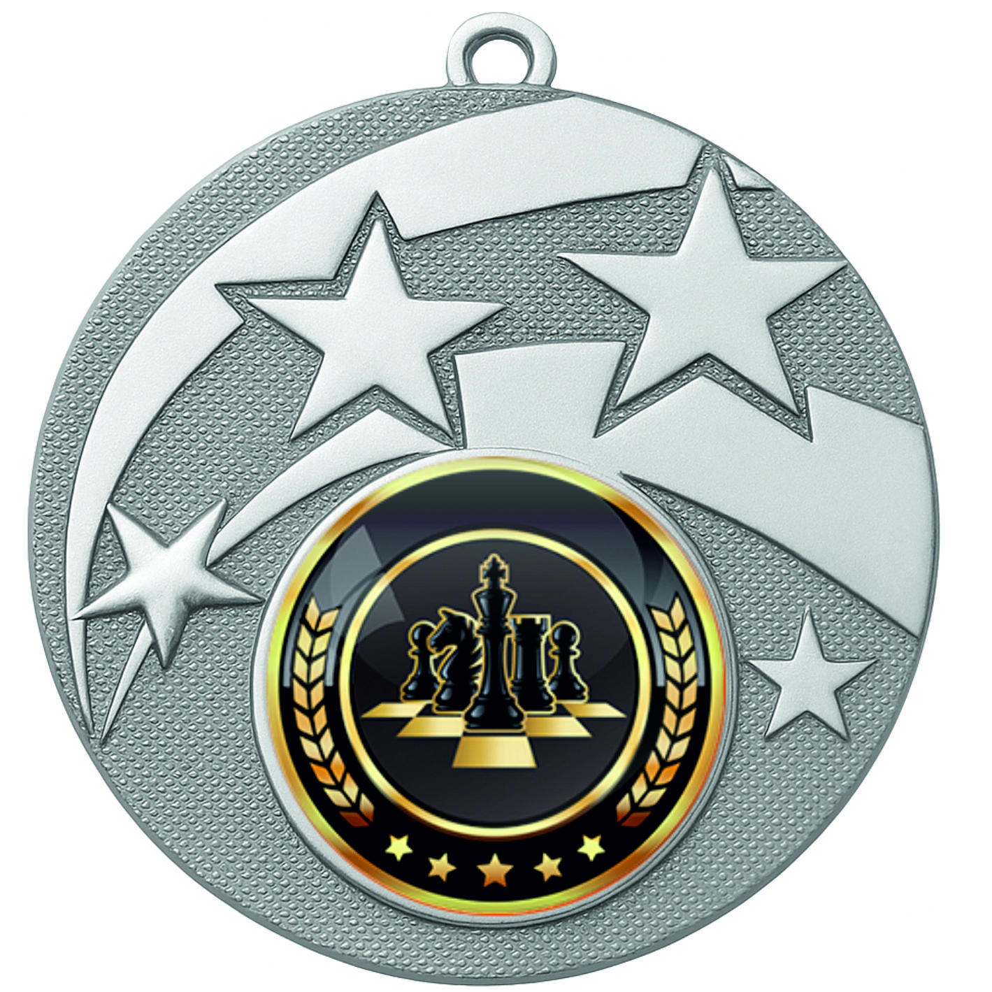 Silver Star Colour Chess Medal-FREE Ribbon-BIE.M9457.02