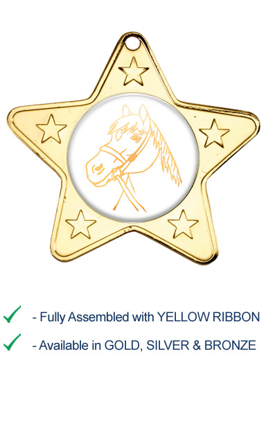 Horses Head Medal with Yellow Ribbon - M10