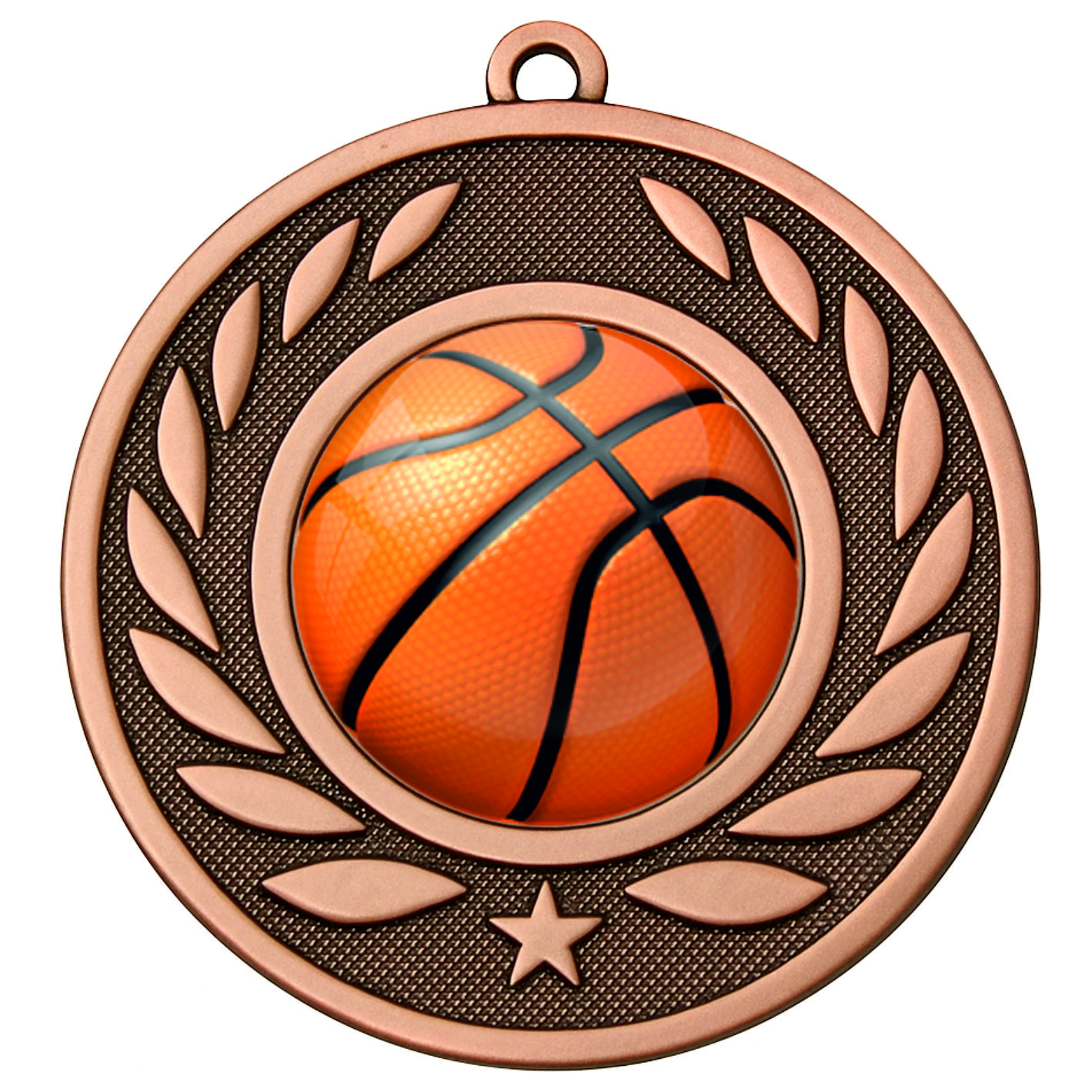 Bronze Laurel Colour Basketball Medal-FREE Ribbon-BIE.M9459.03
