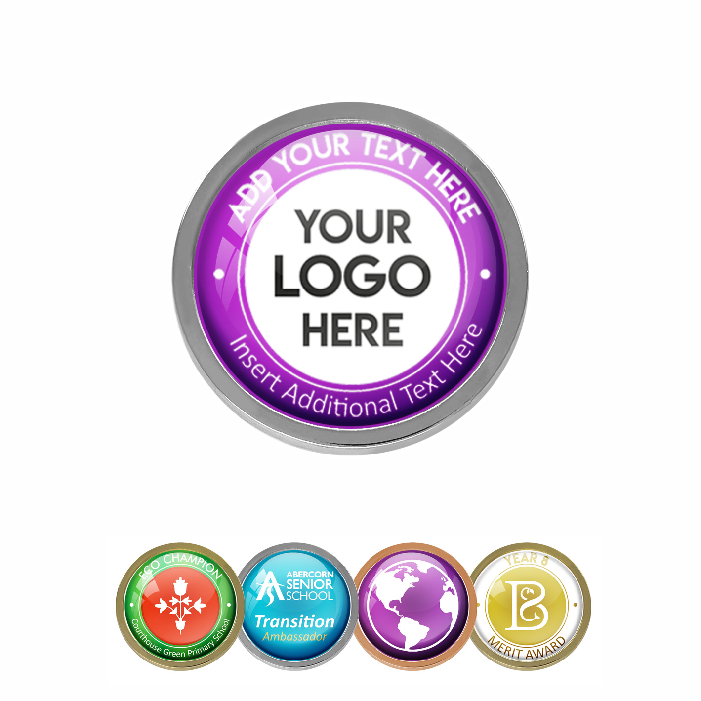 Silver Bespoke Your Logo & Text Round Metal Badge - 19mm