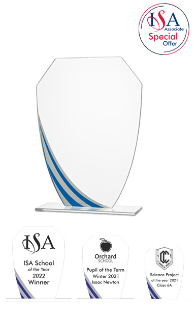 ISA Personalised Blue Swirl Glass AWARD - W191.09