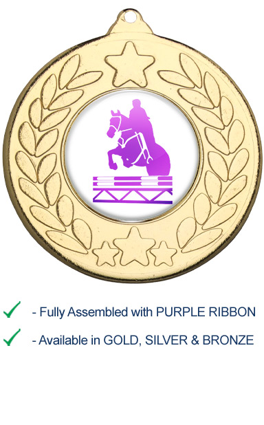 Show Jumping Medal with Purple Ribbon - 9459G