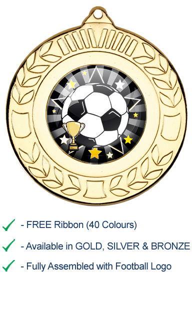 FOOTBALL STAR LOGO MEDAL with Ribbon - 9460G