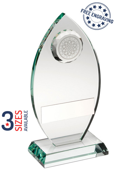 Jade Glass Plaque Darts Award with Free Presentation Box - TD443