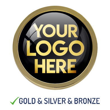 BESPOKE YOUR LOGO ROUND METAL BADGE - BLACK- 22mm