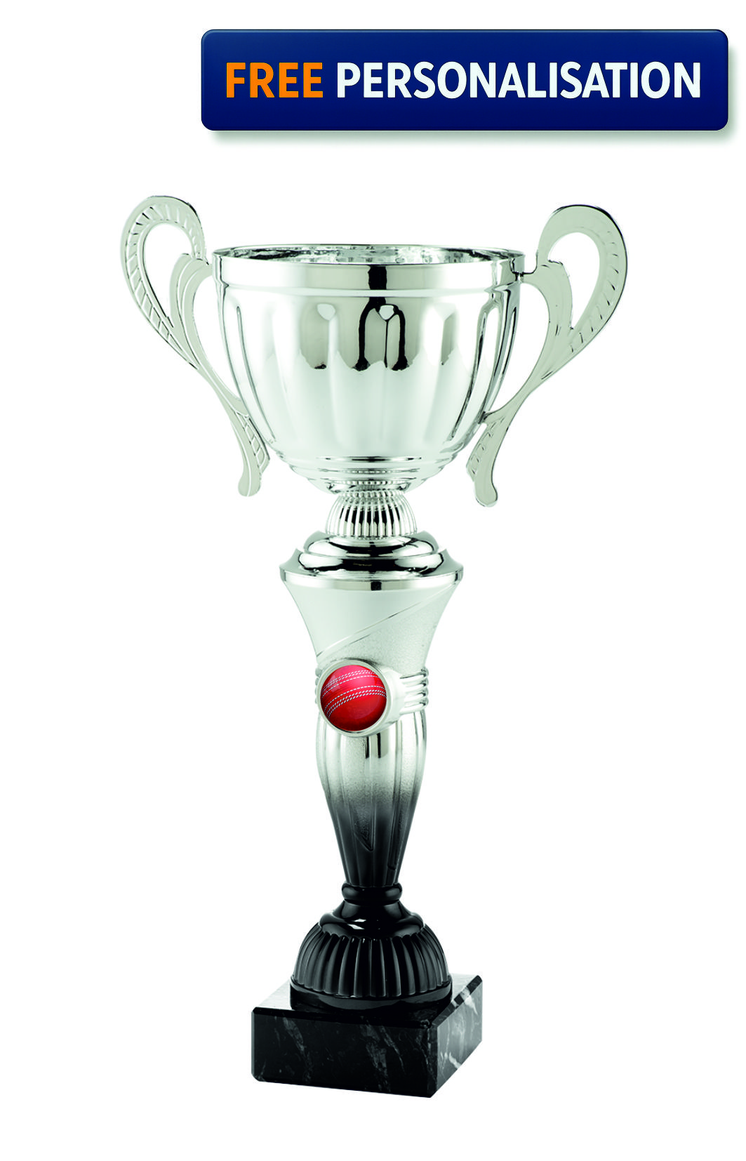 36cm SILVER & BLACK CUP CRICKET AWARD - MT.151.16.E