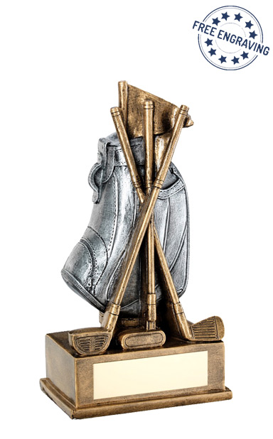 Large Golf Bag with Clubs Resin Trophy (20.3cm) - RF594C