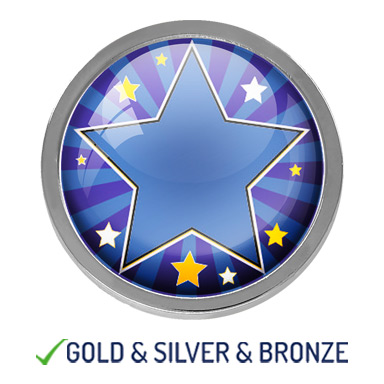 HIGH QUALITY METAL BLUE STAR ROUND BADGE - 22mm