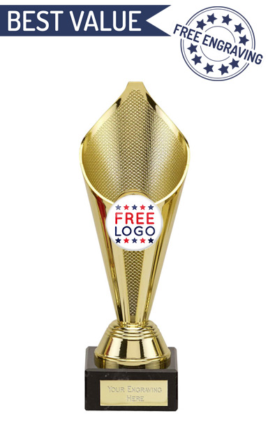 *Budget Curved Star Award Trophy 3 Sizes FREE ENGRAVING Cheap Bargain School 