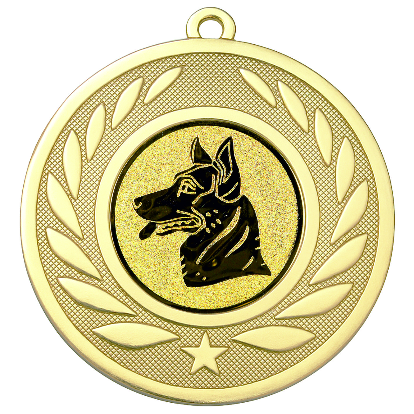 Gold Laurel Dog Head Medal - FREE Ribbon - BIE.M9459.01