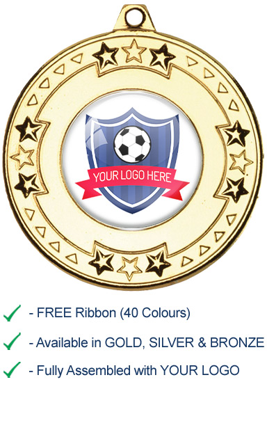 YOUR FOOTBALL ACADEMY LOGO MEDAL with Ribbon - M69