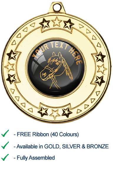 Bronze Design Your Own Equestrian Medal with Ribbon - M69