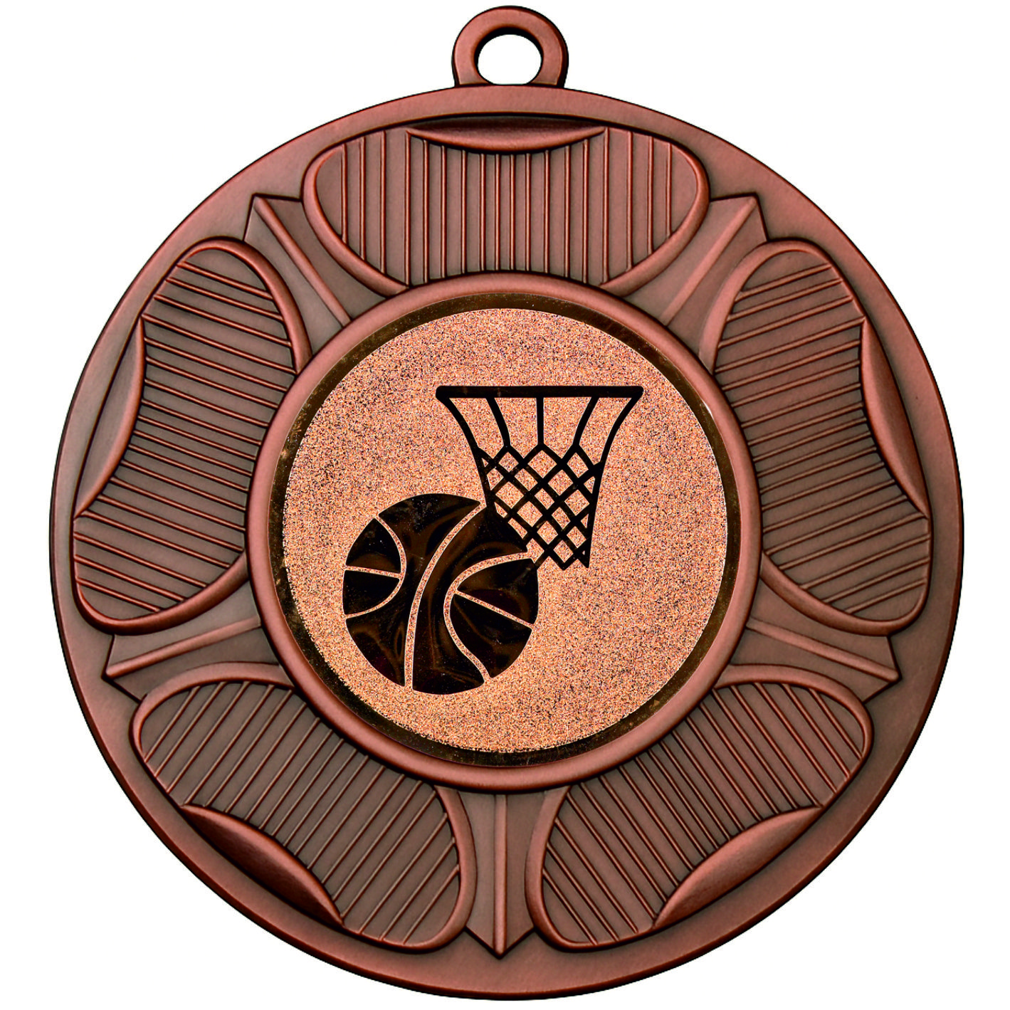 Bronze Tudor Rose Basketball Medal-FREE Ribbon - BIE.M9458.03