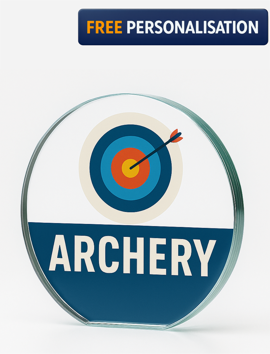 9.5cm FULL COLOUR ARCHERY GLASS AWARD - W151
