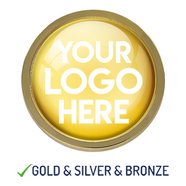 BESPOKE YOUR LOGO ROUND METAL BADGE - GOLD- 22mm