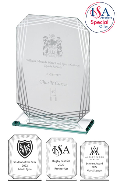 ISA Persoanlised RECTANGLE WITH SILVER DETAILING GLASS AWARD (21cm) - SL2C