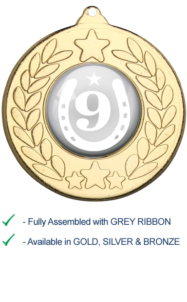 9th Place Equestrian Medal with Grey Ribbon - 9459G