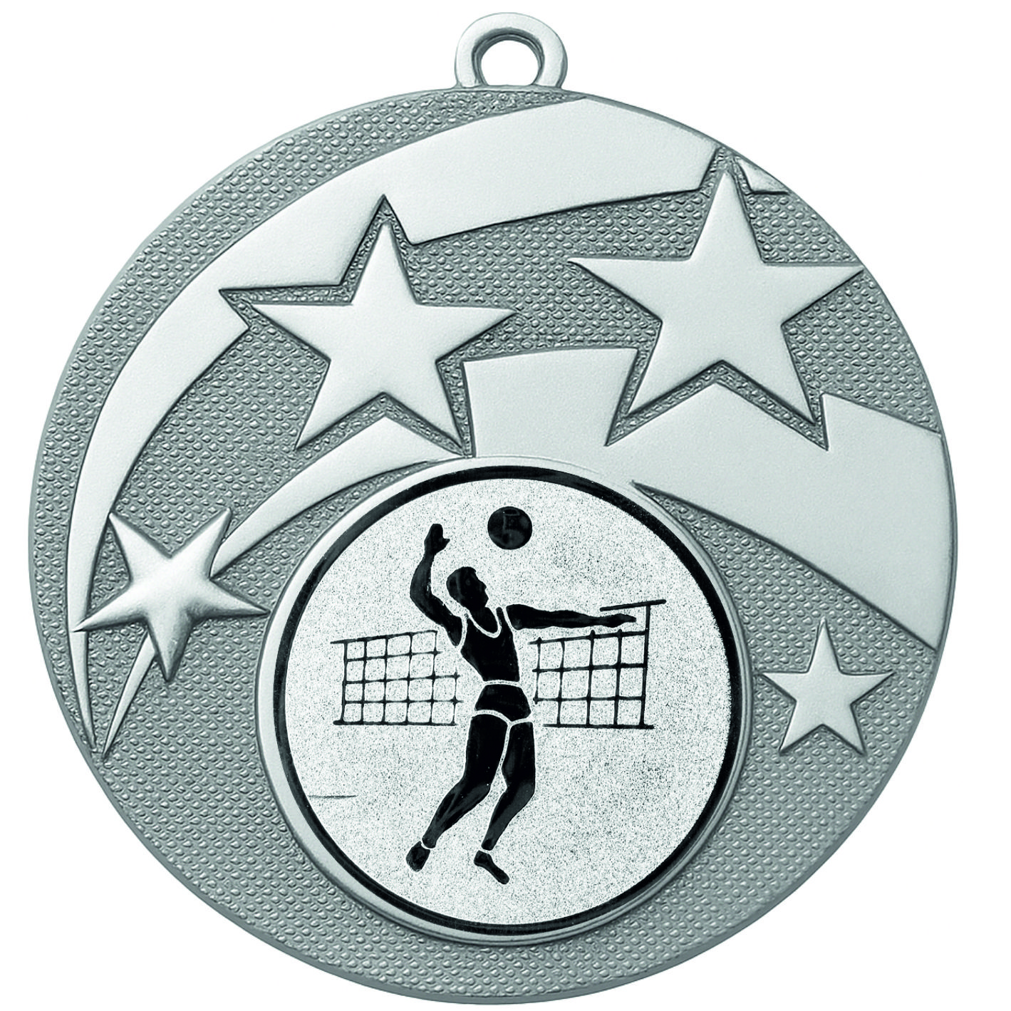 Silver Star Male Volleyball Medal -FREE Ribbon -BIE.M9457.02