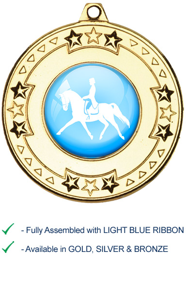 Dressage Medal with Light Blue Ribbon - M69
