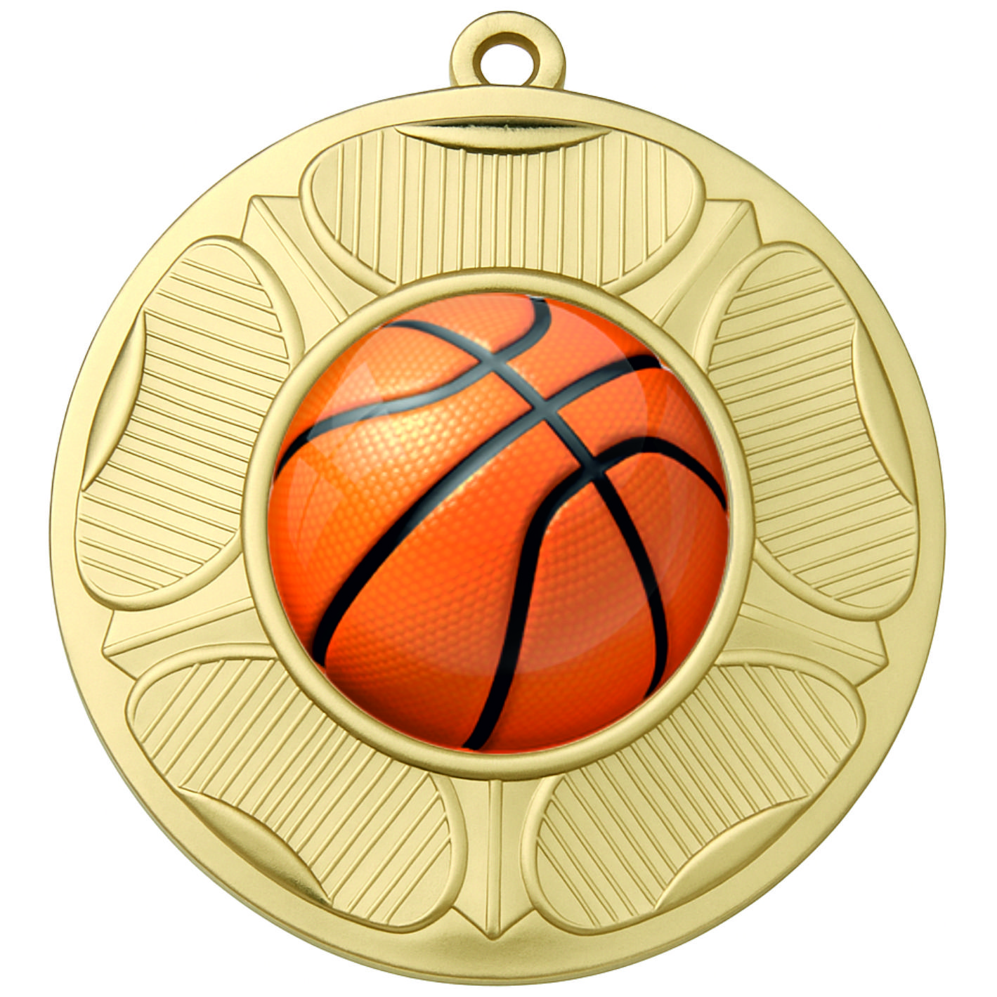 Gold Tudor Rose Colour Basketball Medal-FREE Ribbon-BIE.M9458.01