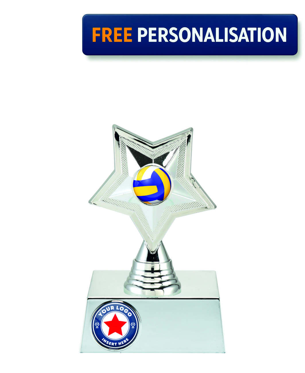16cm SILVER STAR VOLLEYBALL AWARD - P531.02 + N32.02