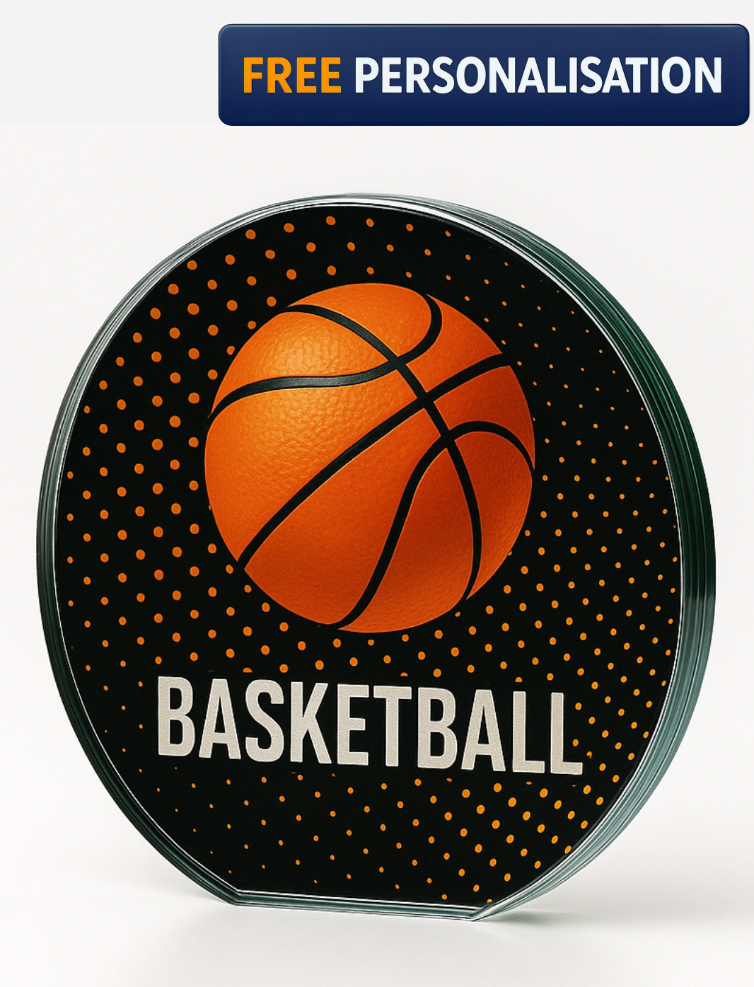 13.5cm FULL COLOUR BASKETBALL GLASS AWARD - W153