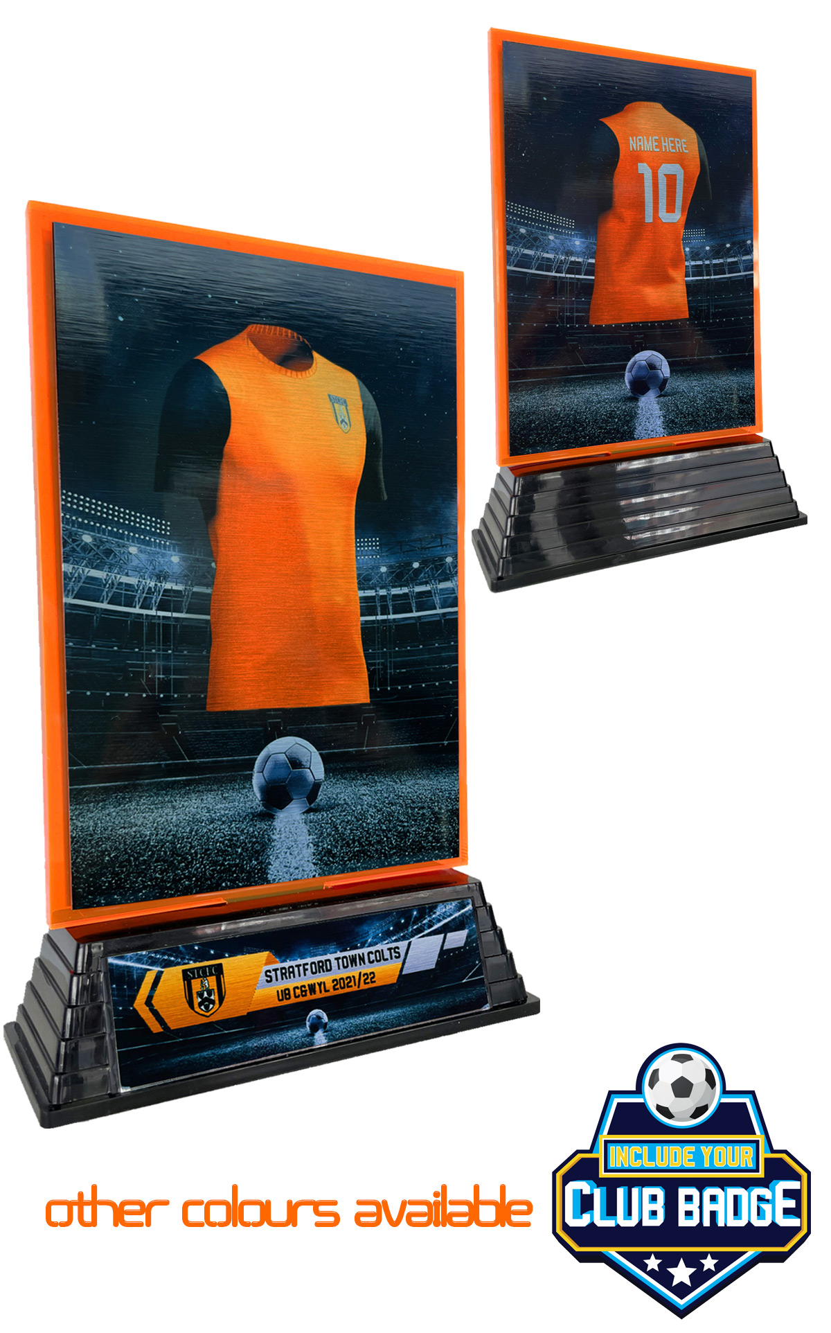 MULTIBUY FROM £7.95 - Bespoke Fluorescent Orange Acrylic Kit Awards