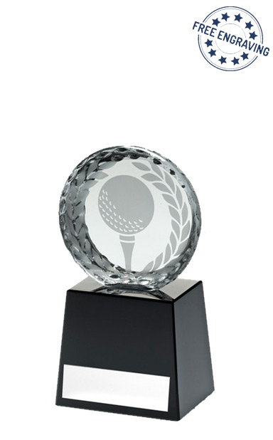 Medium Round Glass Golf trophy  (14cm) - CBG16B