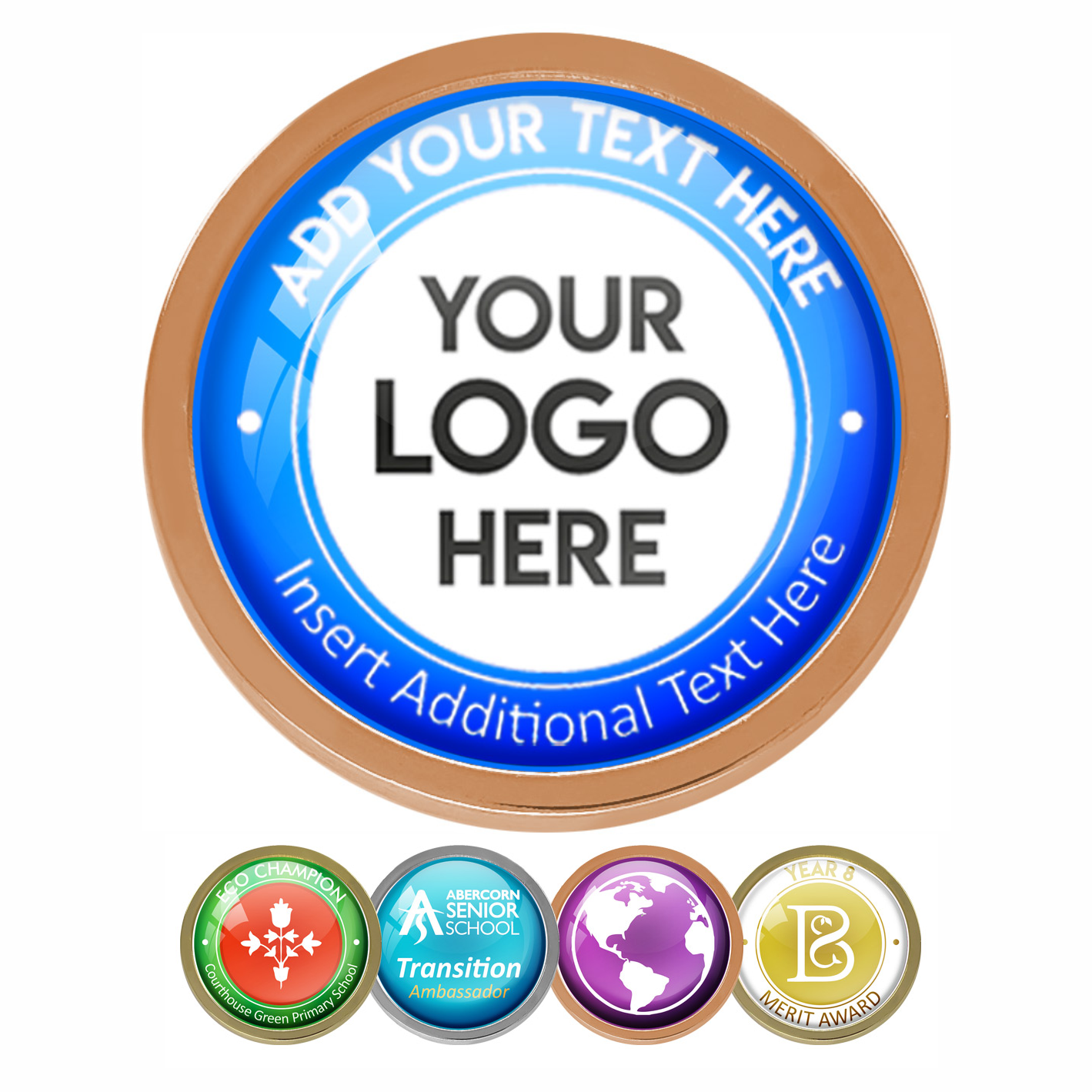 Bronze Bespoke Your Logo & Text Round Metal Badge - 28mm