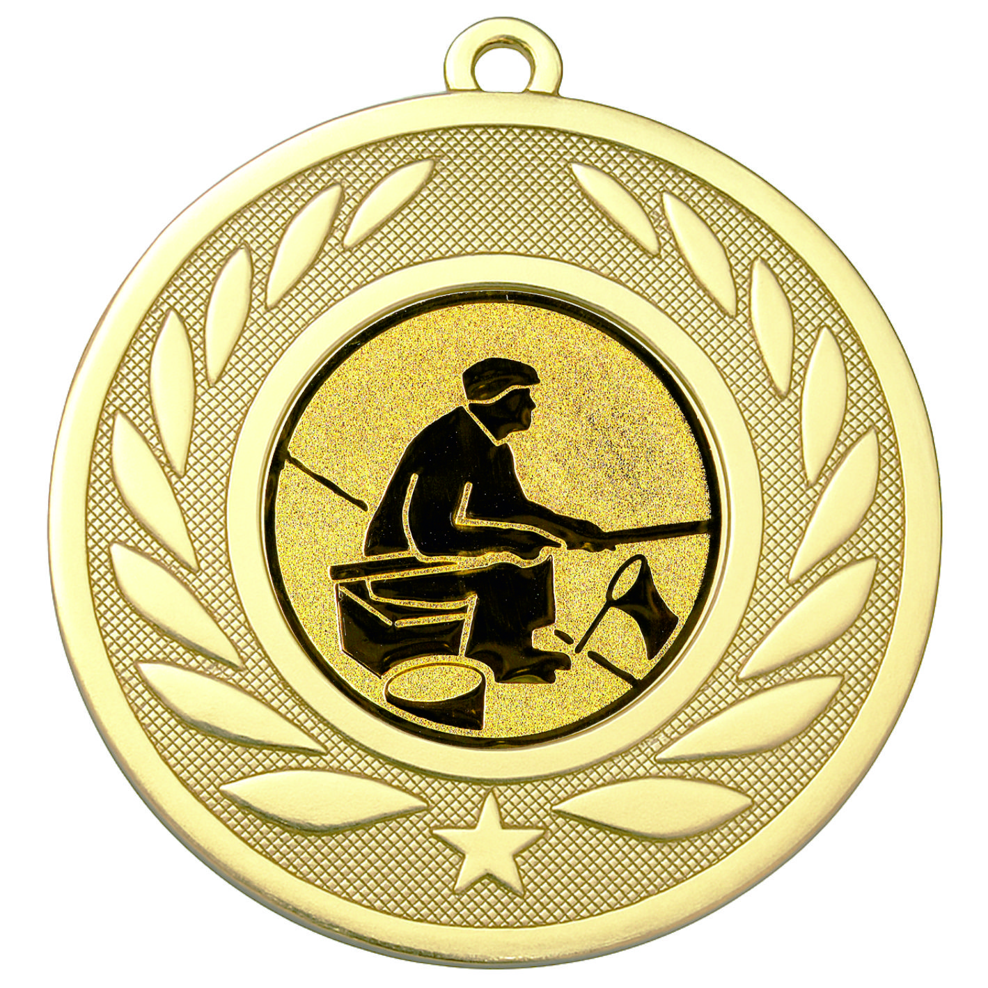 Gold Laurel Fishing Medal - FREE Ribbon - BIE.M9459.01