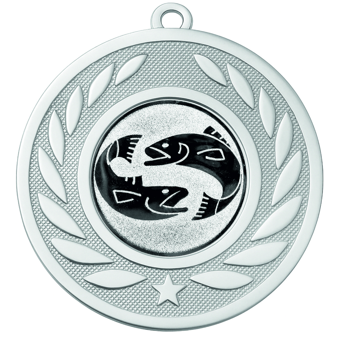 Silver Laurel Fish Medal - FREE Ribbon - BIE.M9459.02