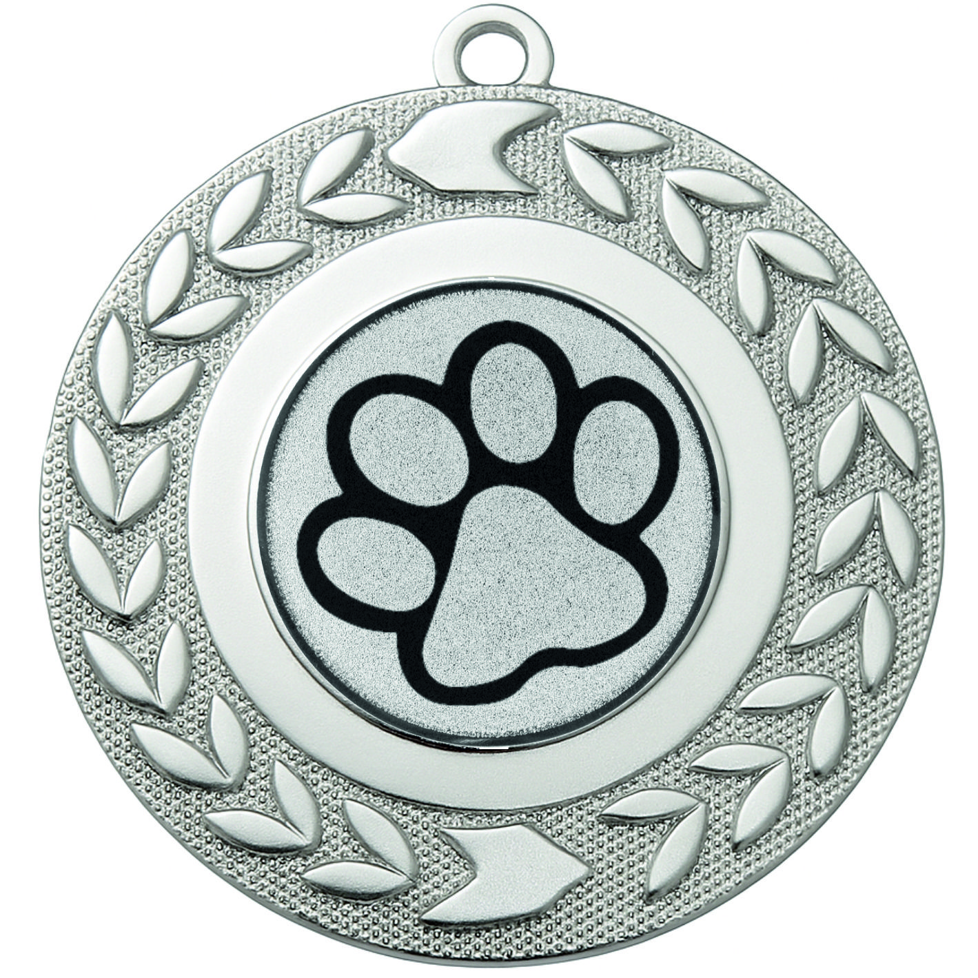 Silver Wreath Dog Paw Medal - FREE Ribbon - BIE.M9460.02