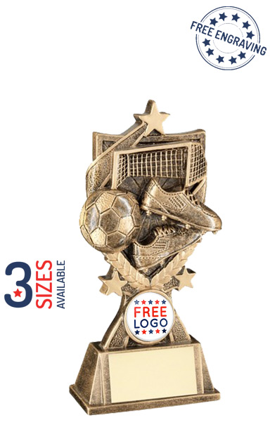 Gold resin Award with Boot, Ball & Goal - RF461