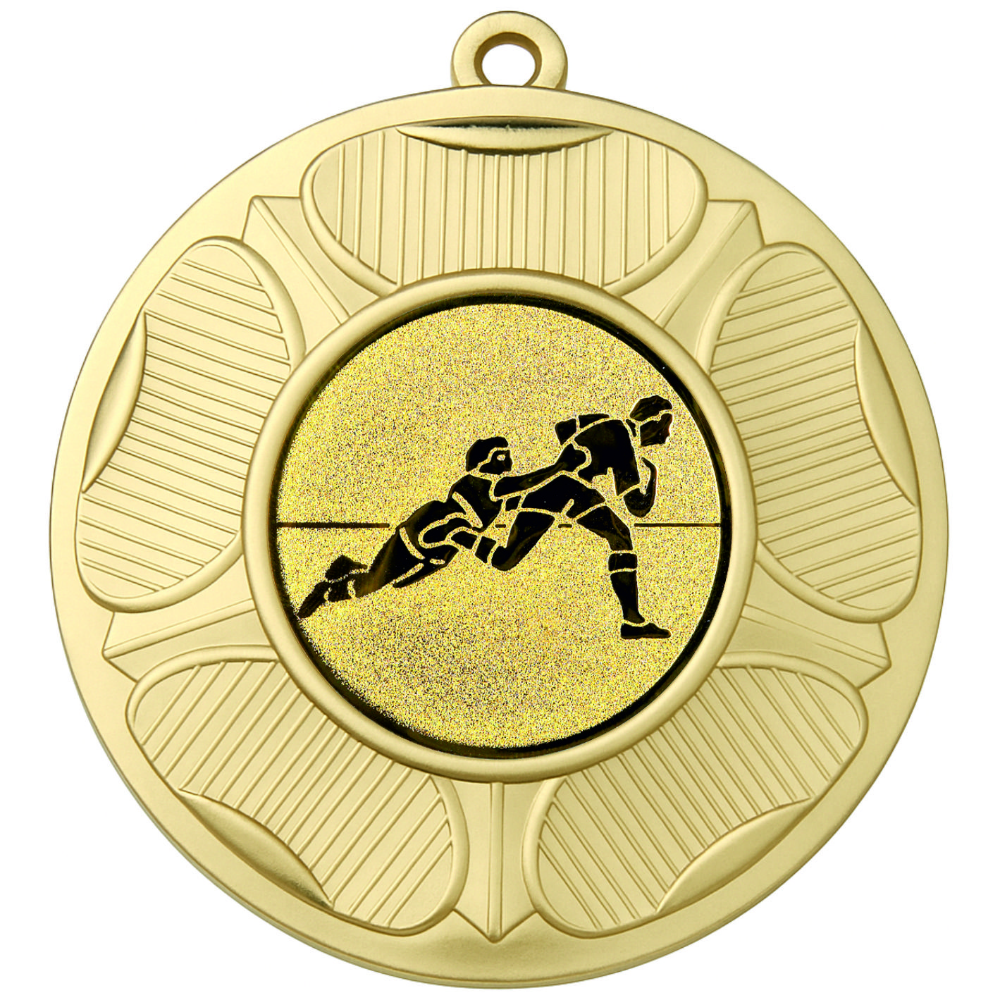 Gold Tudor Rose Rugby Tackle Medal-FREE Ribbon-BIE.M9458.01