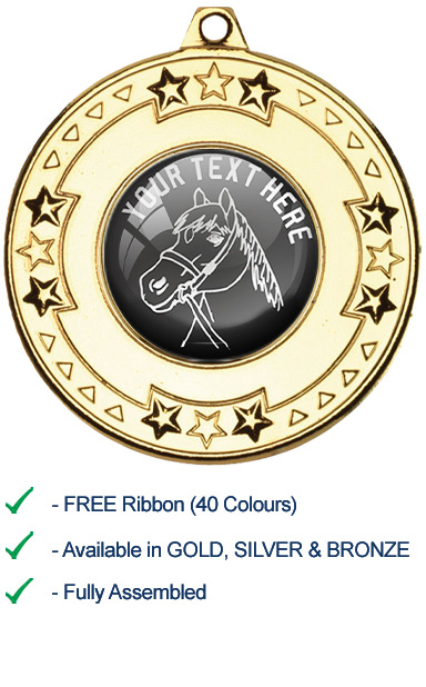 Silver Design Your Own Equestrian Medal with Ribbon - M69