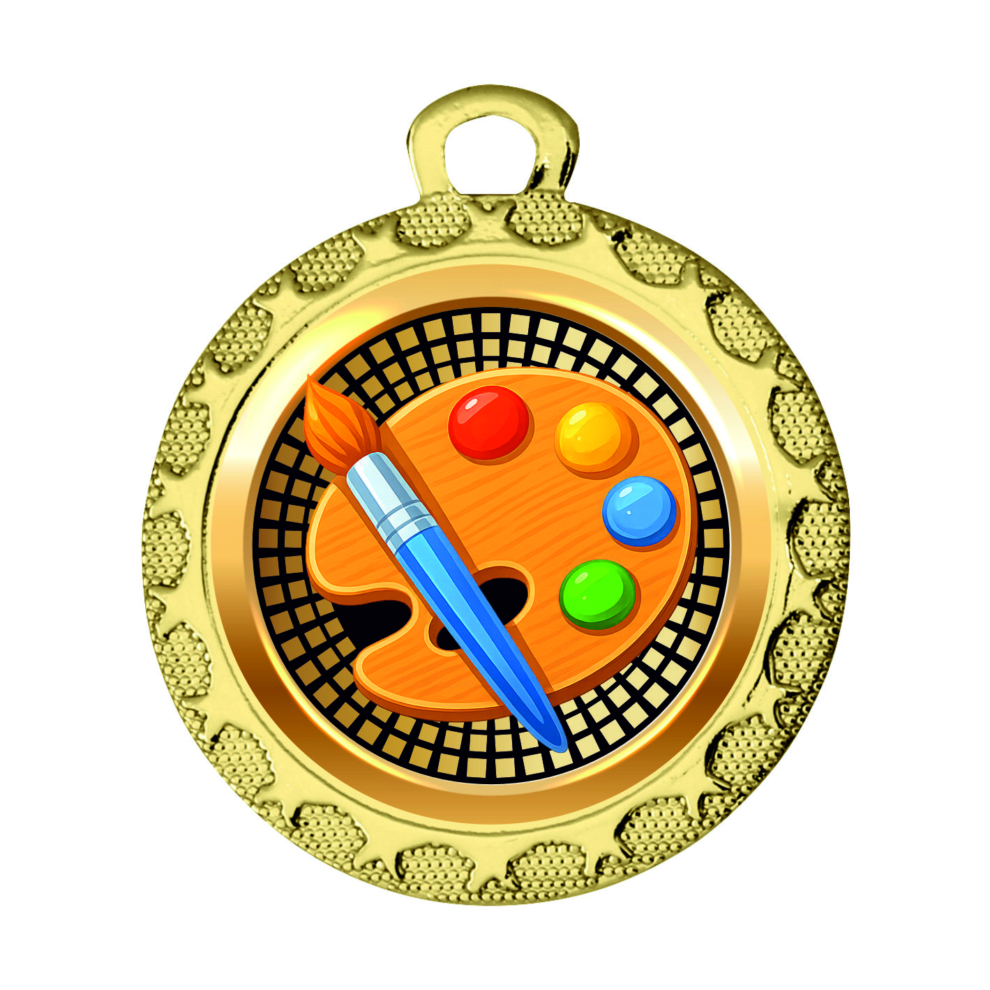 Gold 32mm Art Subject Medal FREE Ribbon - DI3201.01
