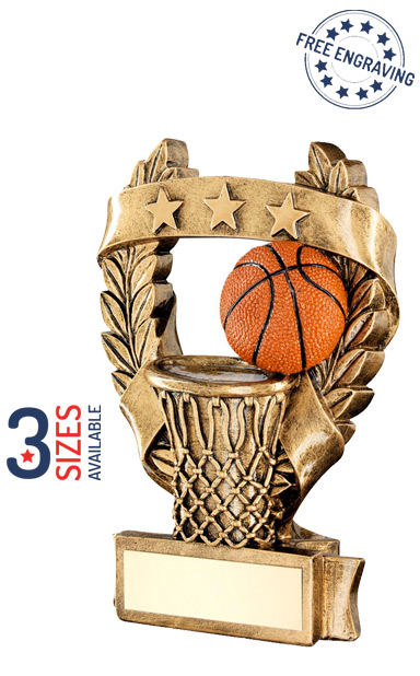 Basketball 3 Star Wreath Resin Trophy- RF495
