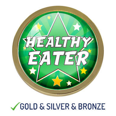 HIGH QUALITY METAL STAR HEALTHY EATER BADGE - 22mm